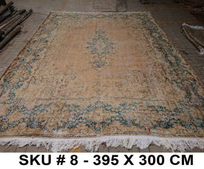 Vintage vloerkleed met blauw, nr.62338, 395cm x 300cm Dit kleed verwachten we half oktober binnen