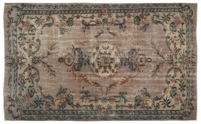 Vintage vloerkleed bruin, groen 9566 263cm x 141cm