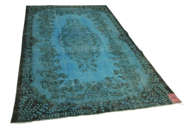 vintage vloerkleed blauw 290cm x 180cm 