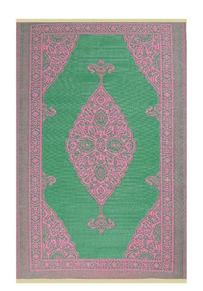 Buitenkleed groen paars van gerecycled gevlochten kunststof 180cm x 120cm 