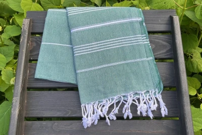 Hamamdoek donkergroen 100% katoen (180cm x 100cm)  