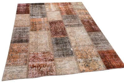 patchwork vloerkleed bruin nr.36497 232cm x 162cm