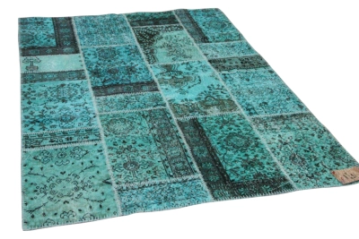 patchwork vloerkleed turquoise nr.20638 231cm x 162cm 