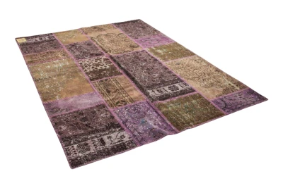 Patchwork vloerkleed paars en bruin 75027 250cm x 183cm 