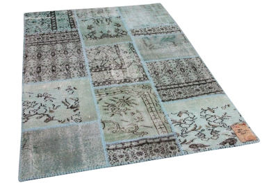 VERKOCHT patchwork vloerkleed misty green nr.8911 200cm x 140cm 