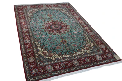 Vintage Qum vloerkleed uit 1970 met zijde, nr.13405, 296cm x 207cm 