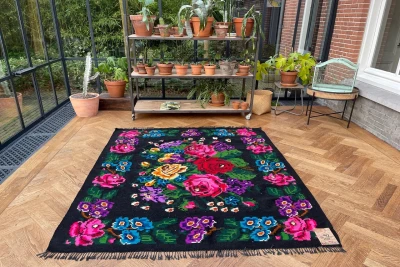 Rozenkelim authentiek, handgeweven in Moldavië 15045 210cm x 176cm