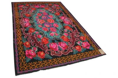 Rozenkelim authentiek, handgeweven in Moldavie  280cm x 188cm 