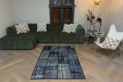 patchwork vloerkleed zwart nr.35533 180cm x 120cm