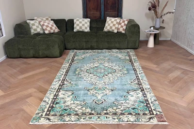 Vintage vloerkleed groen 27200 299cm x 165cm