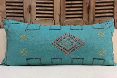 Sabra Kussen uit Marokko groen blauw 100cm x 50cm incl vulling nr.56254