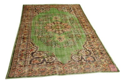 vintage vloerkleed groen 257cm x 166cm 