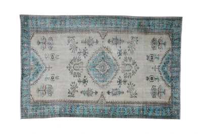 Vintage vloerkleed beige met blauw, 282cm x 187cm, nr 18705