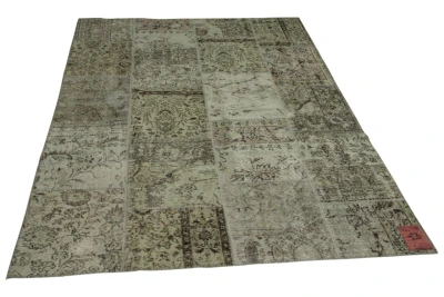 licht grijs patchwork vloerkleed 238cm x 169cm 