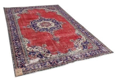Vintage vloerkleed rood, blauw 16407 307cm x 197cm