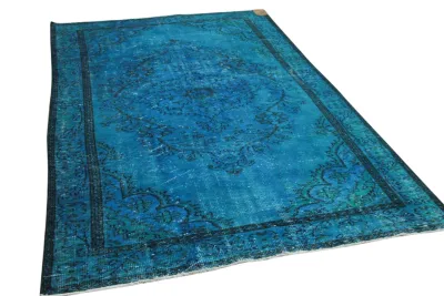Vintage vloerkleed turquoise nr:10901 277cm x 180cm
