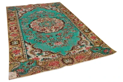 Vintage vloerkleed groen met diverse kleuren 15710 284cm x 180cm