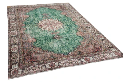 vintage vloerkleed groen 17358 312cm x 206cm