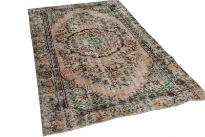 vintage vloerkleed oranje met groen 18214 250cm x 153cm