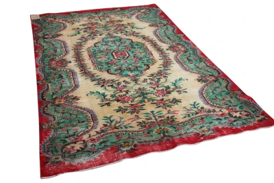 vintage vloerkleed rood met beige 18268 270cm x 172cm