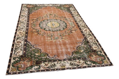 Vintage vloerkleed oranje, groen 18498 270cm x 162cm