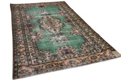 vintage vloerkleed groen met bruin 18579 295cm x 180cm
