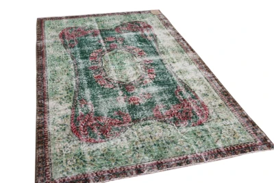 Vintage vloerkleed groen nr:19012 246cm x 150cm