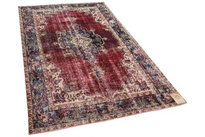 vintage vloerkleed met rood 19261 263cm x 152cm