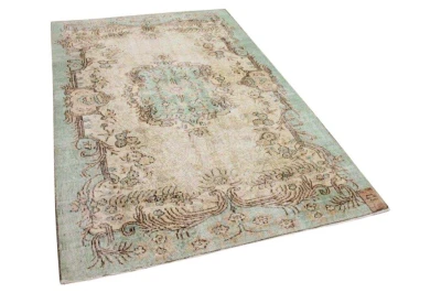 Vintage vloerkleed mintgroen nr:25110 262cm x 166cm
