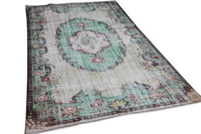 vintage vloerkleed groen nr.25230 276cm x 163cm