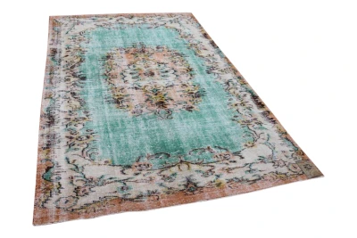 Vintage vloerkleed groen, oranje 34507 286cm x 173cm