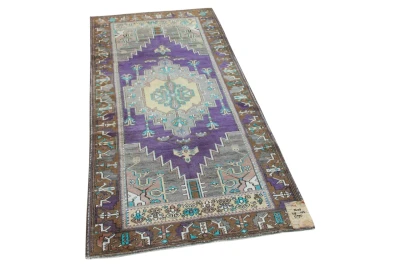 Vintage vloerkleed met paars 56129 217cm x 102cm