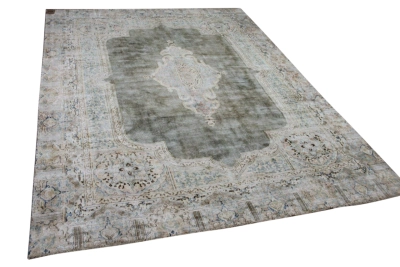 Vintage vloerkleed groen bruin, nr.59492 360cm x 275cm 