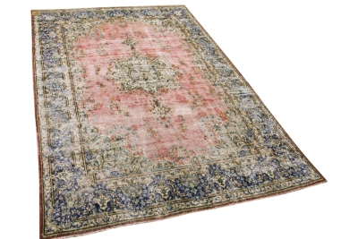 Vintage vloerkleed rood met blauw, nr.59600, 314cm x 214cm