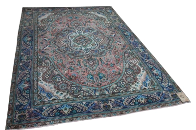 vintage vloerkleed roze, blauw nr.60060 294cm x 200cm 
