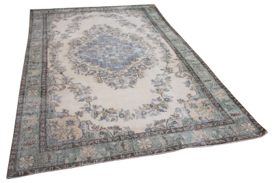 Vintage vloerkleed met groen en blauw 15243 316cm x 195cm
