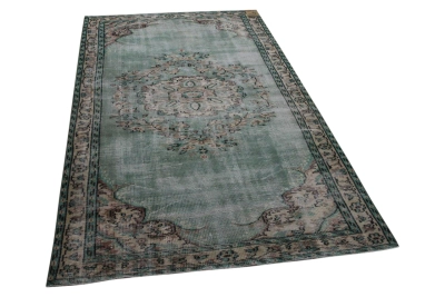 Vintage vloerkleed groen 17752 258cm x 146cm