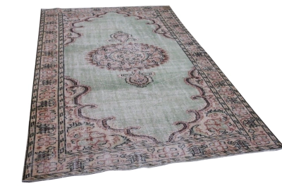 Vintage vloerkleed groen 18094 301cm x 190cm