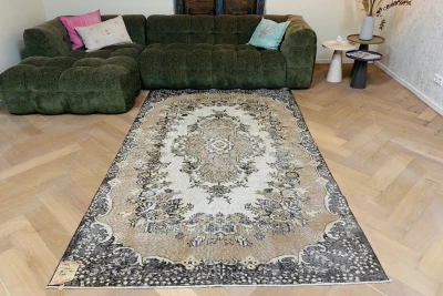 Vintage vloerkleed bruin 18431 268cm x 163cm