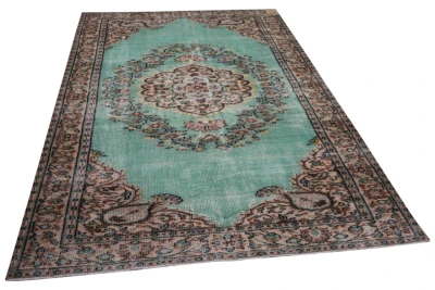 Vintage vloerkleed groen 19263 280cm x 179cm
