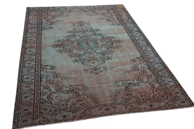 Vintage vloerkleed groen 28590 242cm x 158cm