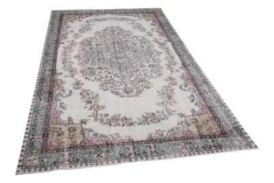 Vintage vloerkleed met groen en roze 7198 290cm x 180cm