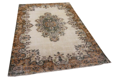 Vintage vloerkleed met groen en geel 7746 250cm x 150cm