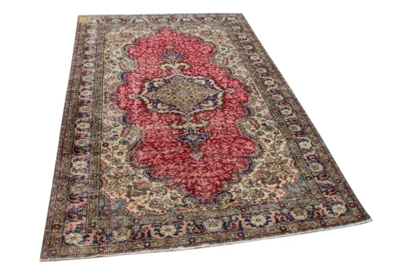 Vintage vloerkleed rood met diverse kleuren 12762 254cm x 158cm