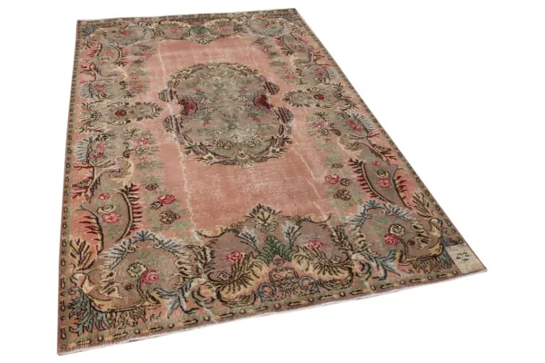 Vintage vloerkleed roze 17726 262cm x 165cm