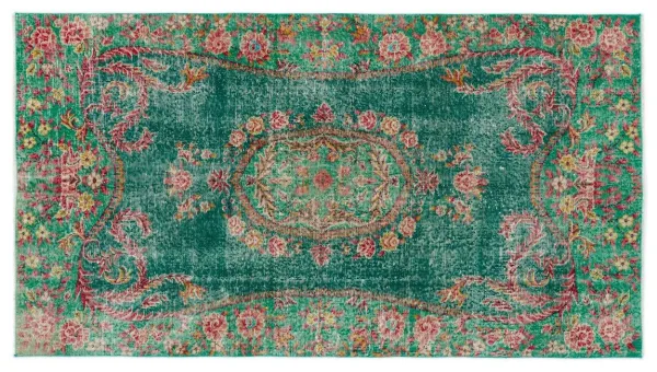 Vintage vloerkleed groen 19725 233cm x 130cm
