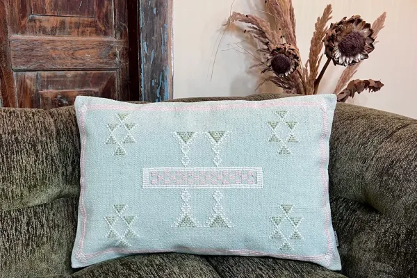 Sabra style kussen Marokko groen 60cm x 40cm (VOORVERKOOP, leverbaar in juli)