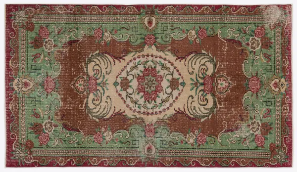 Vintage vloerkleed rood, groen nr.13715 280cm x 170cm