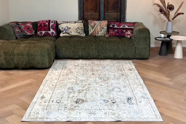Vintage style vloerkleed met zachte pool nr.2240, verkrijgbaar in diverse maten