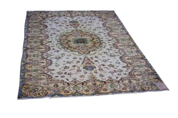 Vintage vloerkleed geel, groen nr.98570 263cm x 165cm 